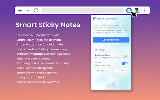 Smart Sticky Notes  from Chrome web store to be run with OffiDocs Chromium online
