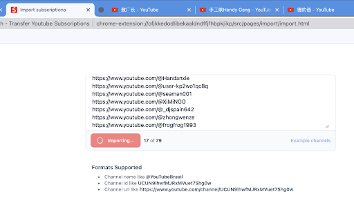 SmartSwitch: Transfer YouTube subscriptions  from Chrome web store to be run with OffiDocs Chromium online