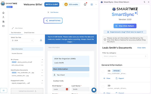 SmartSync: One Click Return  from Chrome web store to be run with OffiDocs Chromium online