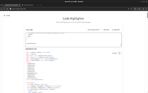 Smart Tab Dev Toolkit  from Chrome web store to be run with OffiDocs Chromium online