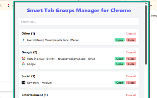 Smart Tab Groups Manager for Chrome  from Chrome web store to be run with OffiDocs Chromium online