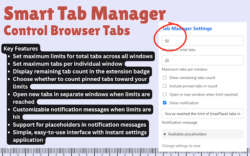 Smart Tab Manager Control Browser Tabs  from Chrome web store to be run with OffiDocs Chromium online