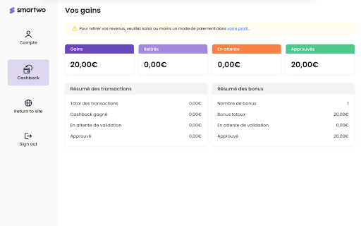 Smartwo Cashback  from Chrome web store to be run with OffiDocs Chromium online