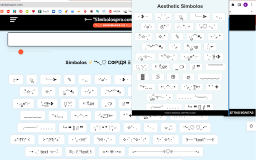 ╰┈➤ Símbolos ˏˋ°•*⁀➷  from Chrome web store to be run with OffiDocs Chromium online