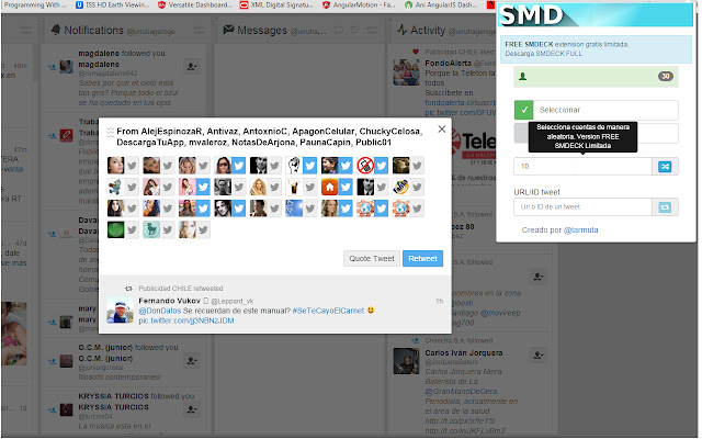 SMDECK TWEETDECK FREE v.0.2  from Chrome web store to be run with OffiDocs Chromium online
