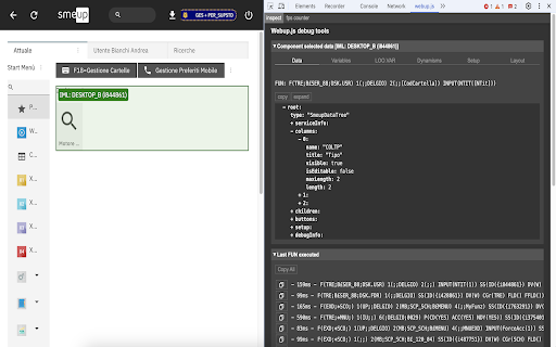 SmeUP Webup debug tools  from Chrome web store to be run with OffiDocs Chromium online