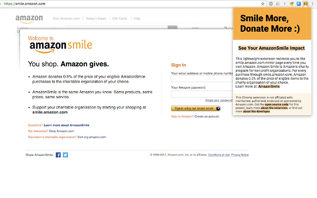 Smile More, Donate More :)  from Chrome web store to be run with OffiDocs Chromium online
