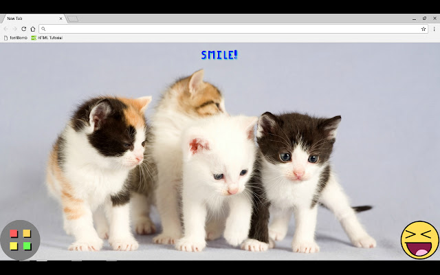 Smile New Tab  from Chrome web store to be run with OffiDocs Chromium online