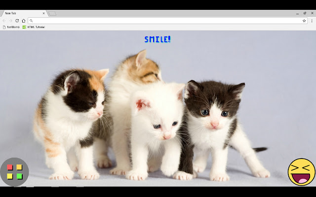 Smile New Tab  from Chrome web store to be run with OffiDocs Chromium online