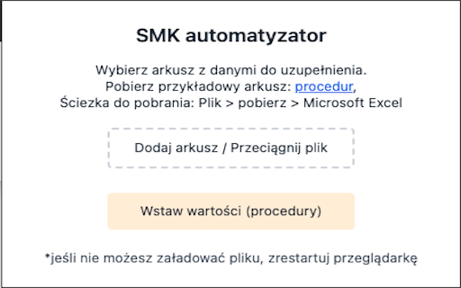smk automatyzator  from Chrome web store to be run with OffiDocs Chromium online