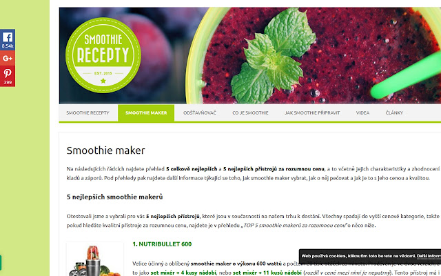 Smoothie maker recenze a hodnocení mixérů  from Chrome web store to be run with OffiDocs Chromium online