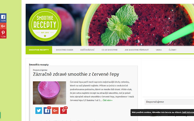 Smoothierecepty.cz průvodce světem smoothie  from Chrome web store to be run with OffiDocs Chromium online