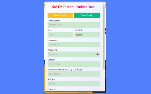 SMTP Tester Check Email Server SMTP Tool  from Chrome web store to be run with OffiDocs Chromium online