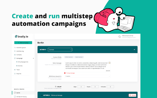 Snaily for LinkedIn™ Auto Connect  from Chrome web store to be run with OffiDocs Chromium online