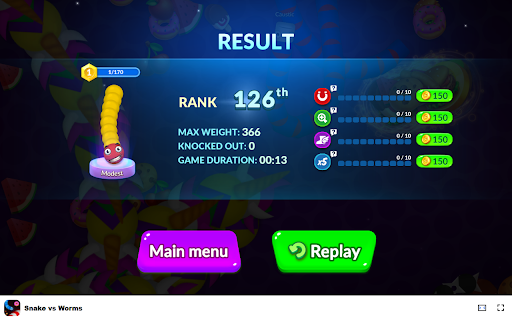 Snake vs Worms Game Eat snacks and leftovers to grow bigger!  from Chrome web store to be run with OffiDocs Chromium online