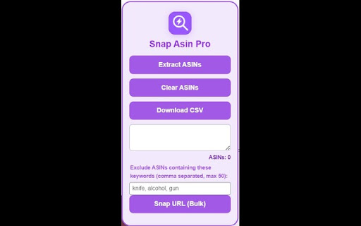 Snap Asin Trial  from Chrome web store to be run with OffiDocs Chromium online