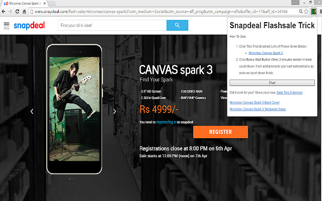 Snapdeal Flash Sale Tricks  from Chrome web store to be run with OffiDocs Chromium online
