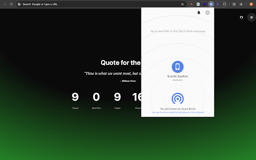 Snapdrop  from Chrome web store to be run with OffiDocs Chromium online