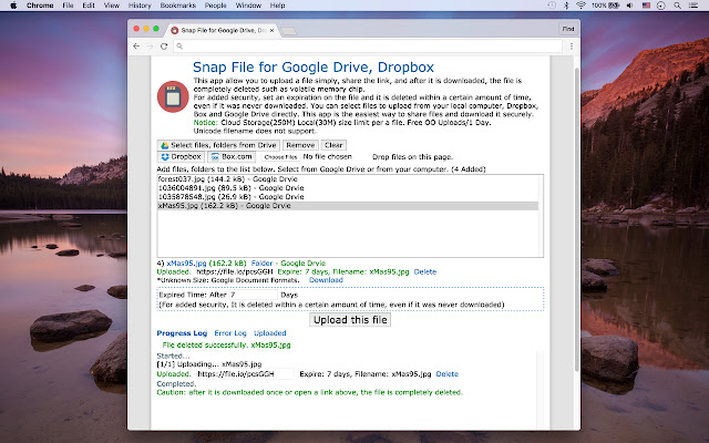 Snap File עבור Google Drive, Dropbox מחנות האינטרנט של Chrome שיופעל עם OffiDocs Chromium באינטרנט