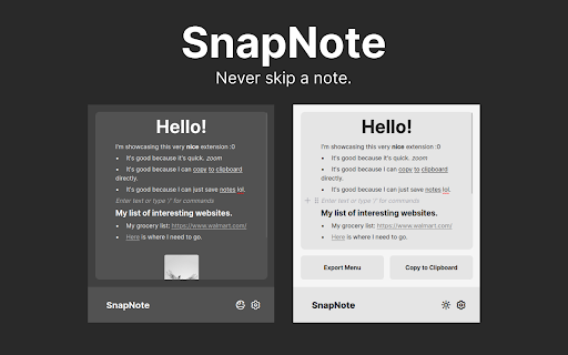 Snap Note  from Chrome web store to be run with OffiDocs Chromium online