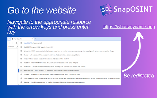 SnapOSINT  from Chrome web store to be run with OffiDocs Chromium online