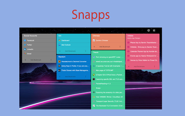 Snapps Bookmark Manager  from Chrome web store to be run with OffiDocs Chromium online