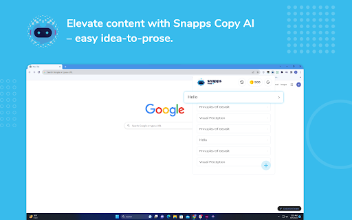 Snapps CopyAI  from Chrome web store to be run with OffiDocs Chromium online