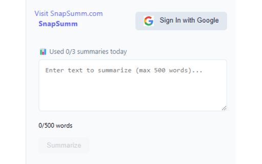 SnapSumm AI Powered Summaries  Productivity Tool  from Chrome web store to be run with OffiDocs Chromium online
