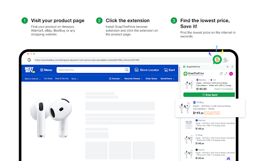 SnapThePrice  from Chrome web store to be run with OffiDocs Chromium online