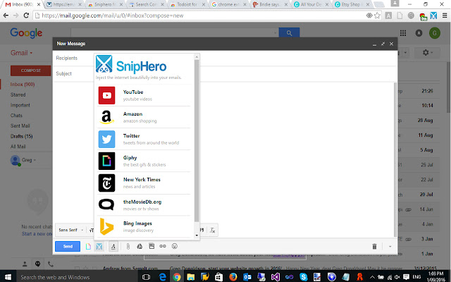 Sniphero for Gmail  from Chrome web store to be run with OffiDocs Chromium online