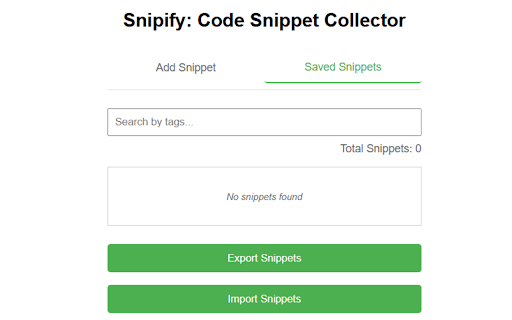 Snipify: Code Snippet Collector  from Chrome web store to be run with OffiDocs Chromium online