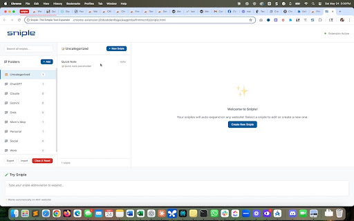 Sniple: Text Expander  from Chrome web store to be run with OffiDocs Chromium online