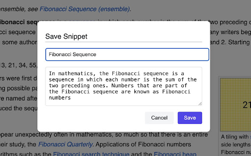 Snippets Pro  from Chrome web store to be run with OffiDocs Chromium online