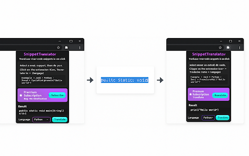 SnippetTranslator  from Chrome web store to be run with OffiDocs Chromium online