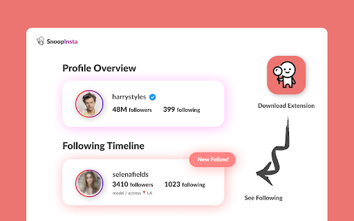 SnoopInsta  from Chrome web store to be run with OffiDocs Chromium online