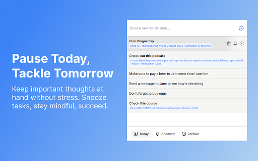 Snoozer  from Chrome web store to be run with OffiDocs Chromium online
