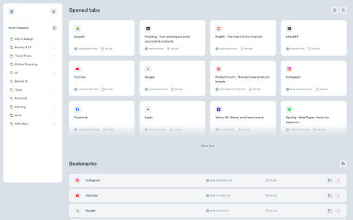Snooz Tab Manager  from Chrome web store to be run with OffiDocs Chromium online