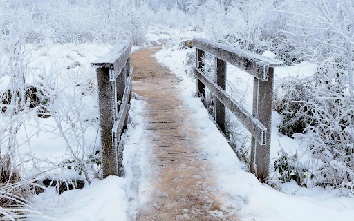 Snow Covered Wooden Bridge  from Chrome web store to be run with OffiDocs Chromium online