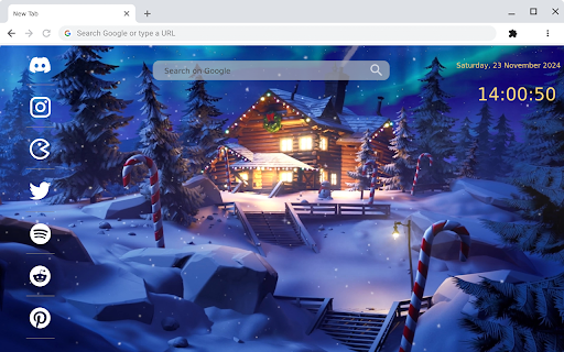 Snowy Forest Christmas Night House View: Live Wallpaper for Chrome  from Chrome web store to be run with OffiDocs Chromium online