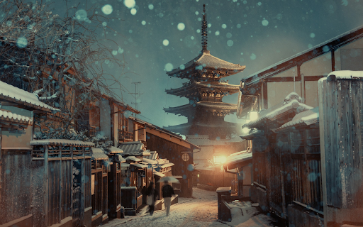 Snowy winter street  from Chrome web store to be run with OffiDocs Chromium online