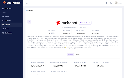 SNSTracker Social Media Tracking  Analytics Platform  from Chrome web store to be run with OffiDocs Chromium online