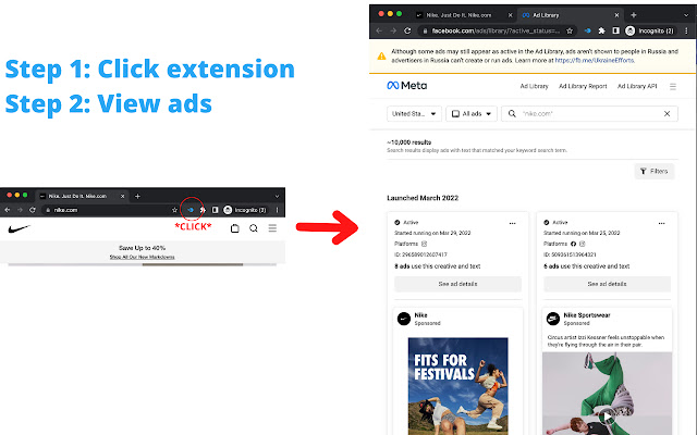 Social Ad Peek aus dem Chrome-Webshop, der mit OffiDocs Chromium online ausgeführt werden soll