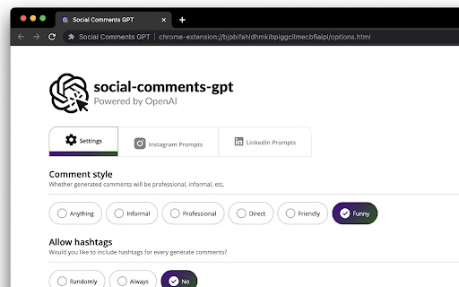 Social Comments GPT  from Chrome web store to be run with OffiDocs Chromium online