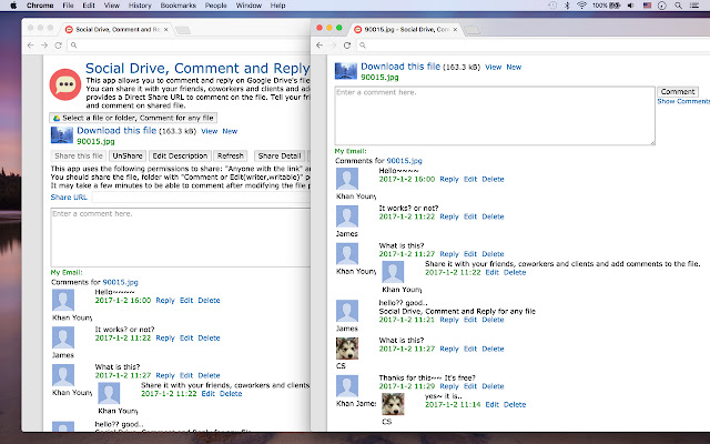Social Drive, Comment and Reply for any file  from Chrome web store to be run with OffiDocs Chromium online