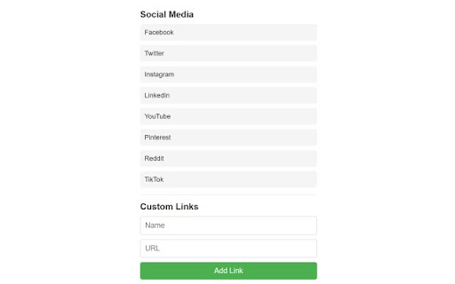 Social Media Links Manager  from Chrome web store to be run with OffiDocs Chromium online