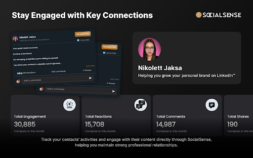 SocialSense LinkedIn Analytics  Lead Tracking  from Chrome web store to be run with OffiDocs Chromium online
