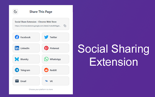 Social Share Extension  from Chrome web store to be run with OffiDocs Chromium online