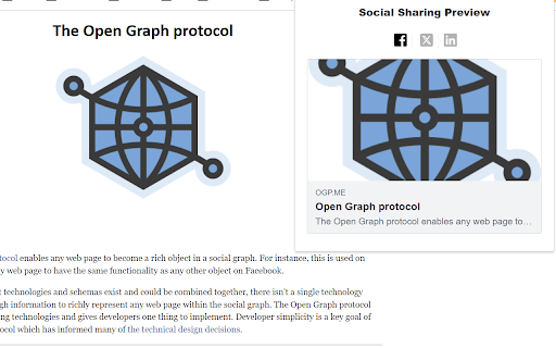 Social Sharing Preview  from Chrome web store to be run with OffiDocs Chromium online