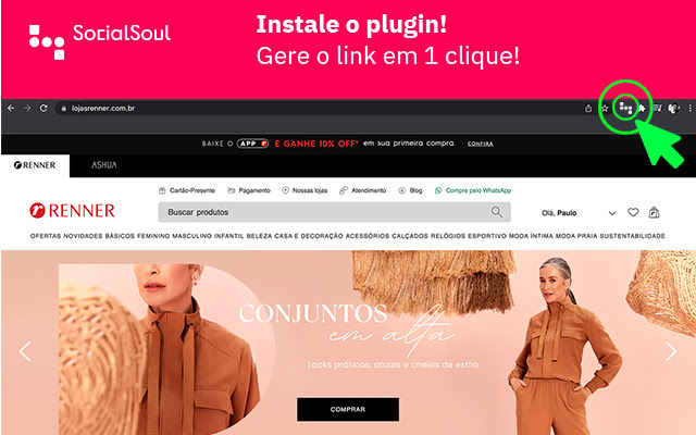 SocialSoul | Gerador de Links  from Chrome web store to be run with OffiDocs Chromium online