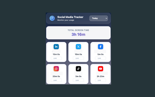 Social Time Tracker  from Chrome web store to be run with OffiDocs Chromium online